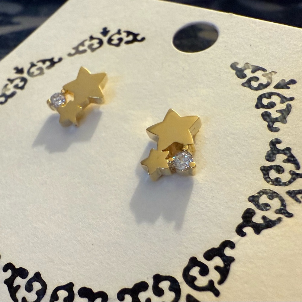 Lucky Charm 🌟 Stud Earrings | Sterling Silver/Yellow Gold Plated Star Cubic Z